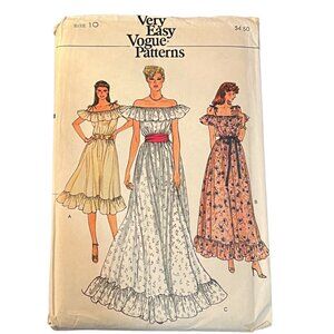 Vogue 7586 Blouson Pullover Dress Ruffle 3 Lengths Sewing Pattern Size 10